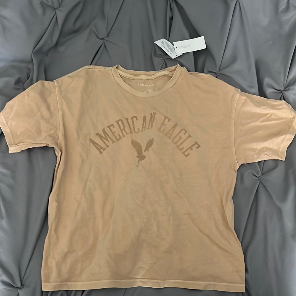 American Eagle T-shirt, color tan, size small